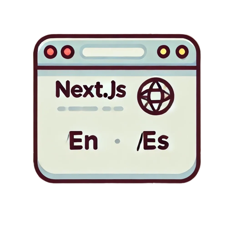 Illustration of a browser showing NextJs and two slugs, one with /en for English and /es for Spanish